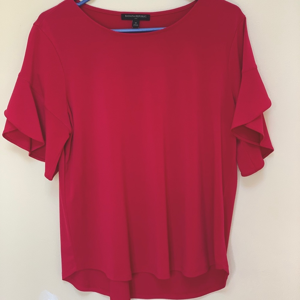 Banana Republic Pink Flutter Sleeve Blouse
